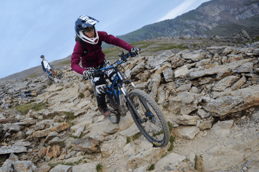 Loose rocks can be daunting to ride down on the Snowdon Ranger Path.
