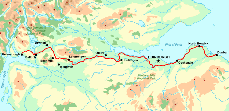 John Muir Way cycling holiday map