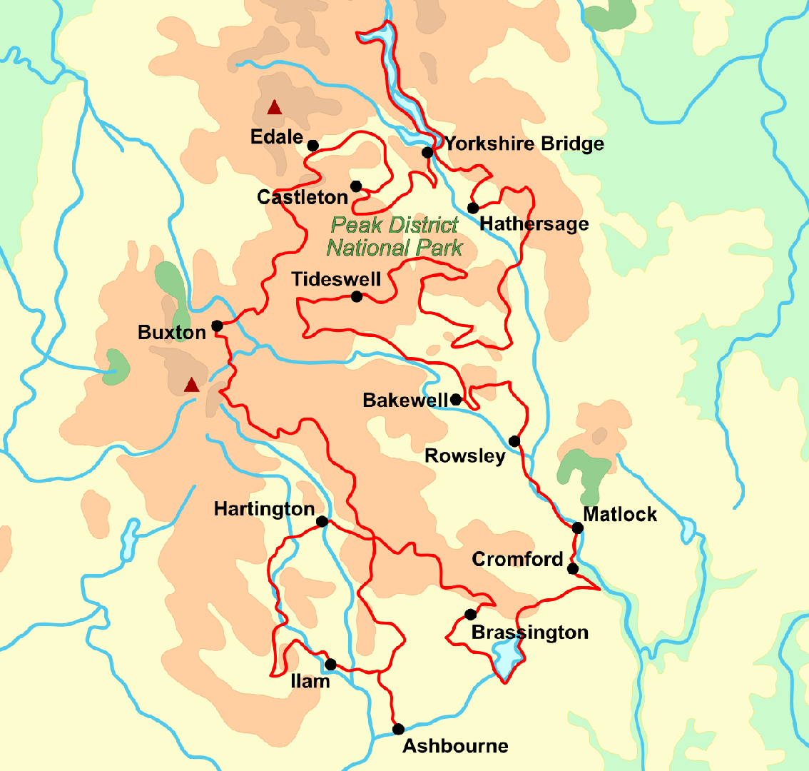 Peak District Leisure Cycling Holidays Map