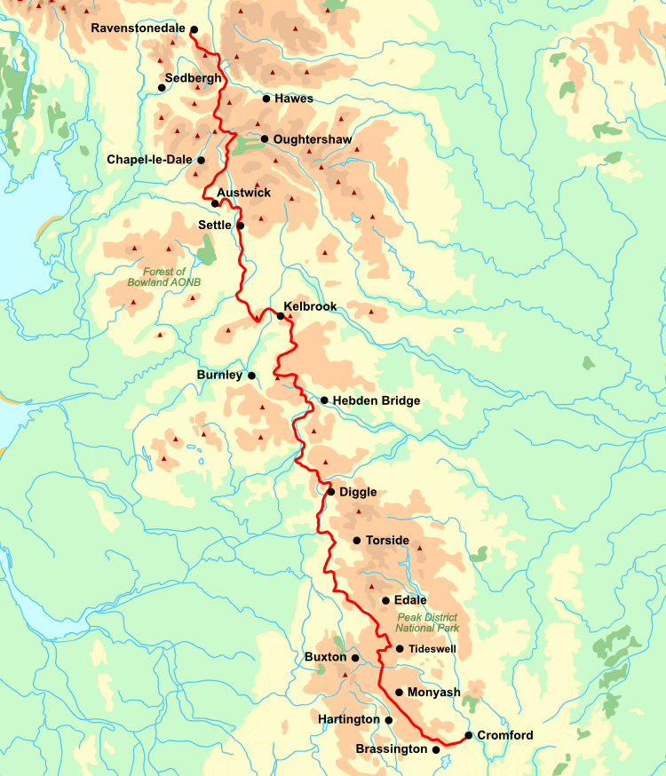 Pennine Bridleway cycling holiday map